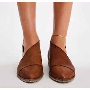 Free People Brown Leather Pointed Loafers 37.5 ROYALE Flat D'Orsay US7